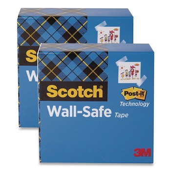 Scotch 0.75 in. x 1,296 in. 1 in. Core Wall-Safe Tape - Clear (2/Pack)