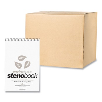 Roaring Spring 6 in. x 9 in. Gray 80-Sheets Gregg Rule EnviroShades Steno Pad - White Cover (24/Carton)