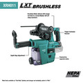 Rotary Hammers | Makita XRH011TWX 18V LXT Brushless Lithium-Ion SDS-PLUS 1 in. Cordless Rotary Hammer Kit with HEPA Dust Extractor Attachment and 2 Batteries (5 Ah) image number 7