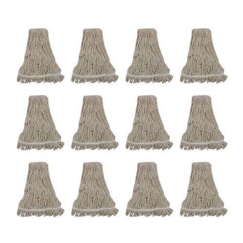 Mops | Boardwalk BWK432C 32 oz. Pro Loop Web/Tailband Premium Standard Mop Head - White (12/Carton) image number 0