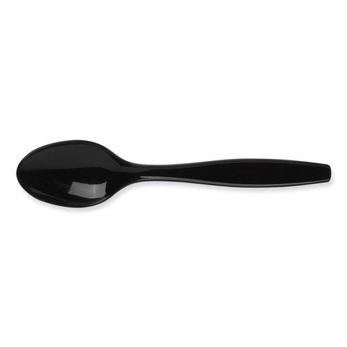 Cutlery | Dixie PTH53C Individually Wrapped Heavyweight Teaspoons - Black (1000/Carton) image number 0