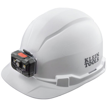 PROTECTIVE HEAD GEAR | Klein Tools 60107RL Non-Vented Cap Style Hard Hat with Rechargeable Headlamp - White