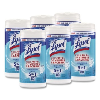 LYSOL Brand 7 in. x 7.25 in. 1-Ply Disinfecting Wipes - Crisp Linen/White (6/Carton)
