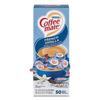 Coffee-Mate 11001206 Liquid Coffee Creamer, French Vanilla, 0.38 Oz Mini Cups, 50/box