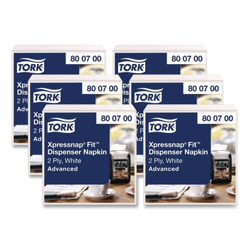 Tork Xpressnap Fit 6.5 in. x 8.4 in. 2-Ply Interfold Dispenser Napkins - White (6/Carton)