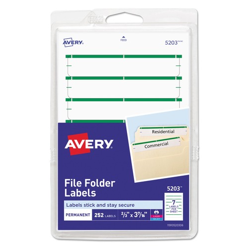  | Avery 05203 4 in. x 6 in. Printable Permanent File Folder Labels - White (7-Piece/Sheet 36-Sheets/Pack) image number 0