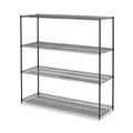  | Alera ALESW207224BA BA Plus 72 in. x 24 in. x 72 in. 4-Shelf Wire Shelving Kit - Black Anthracite Plus image number 0