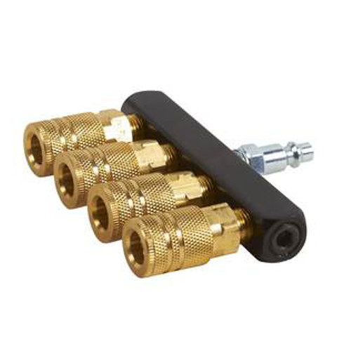 Air Tool Accessories | Hitachi 115315 1/4 in. FNPT Straight Manifold with 4 Coupler Plugs image number 0