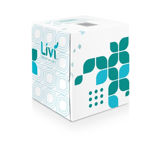 Cleaning & Janitorial Supplies | Livi Ultra Premium 192101 2-Ply Cube Box Facial Tissue - White (6 Packs/Carton) image number 0