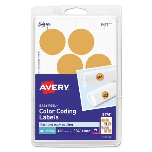 Bulk Savings Pricing 1 | Avery 05476 1.25 in. Diameter Printable Self-Adhesive Removable Color-Coding Labels - Neon Orange (8/Sheet, 50 Sheets/Pack) image number 0