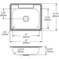 Kitchen Sinks | Elkay D125213 Dayton Top Mount 25 in. x 21-1/4 in. Single Bowl Sink (Stainless Steel) image number 3