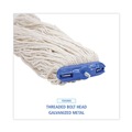 Mops | Boardwalk BWK824C 24 oz. Lie-Flat Cotton Fiber Mop Head - White (12/Carton) image number 6
