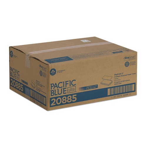 Cleaning & Janitorial Supplies | Georgia Pacific Professional 20885 8 in. x 11 in. 1-Ply Pacific Blue Ultra Z-Fold Folded Paper Towels - White (2600/Carton) image number 0
