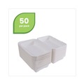 New Year New Savings! Save $25 off $150 | Eco-Products EP-HC6 6 in. x 6 in. x 3 in. Bagasse Hinged Sugarcane Clamshell Containers - White (500/Carton) image number 7