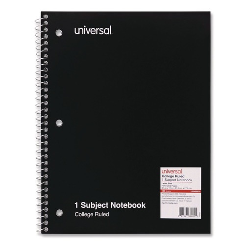 Office Jansan | Universal UNV66600 11 in. x 8.5 in. 1-Subject Medium/College Rule Wirebound Notebook - Black Cover image number 0