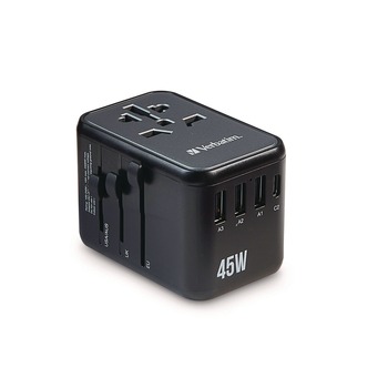 Verbatim UTA-08 3-USB-A/3-USB-C Universal Travel Adapter