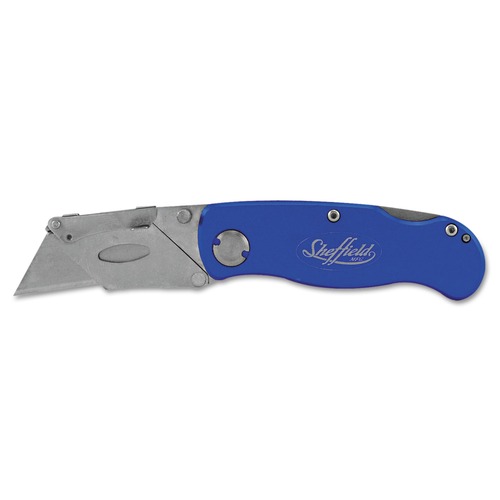 Bulk Savings Pricing 2 | Great Neck 12113 2 in. Blade 3.5 in. Aluminum Handle 1 Utility Blade Sheffield Folding Lockback Knife - Blue image number 0