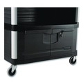 Utility Carts | Rubbermaid Commercial FG409500BLA 40.63 in. x 20.75 in. x 37.81 in. 300 lbs. Capacity 3 Shelves Plastic Xtra Equipment Cart - Black image number 4