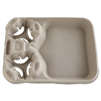 Chinet 20990 8 oz. -  44 oz. 2 Cups StrongHolder Molded Fiber Cup/Food Trays - Beige (100/Carton)