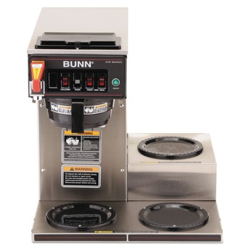 BUNN CWTF-3 3 Burner 12-Cup Automatic Coffee Brewer - Black/Stainless Steel