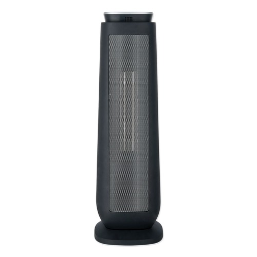 Space Heaters | Alera HECT24 7.17 in. x 7.17 in. x 22.95 in. Ceramic Heater Tower with Remote Control - Black image number 0