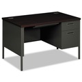 Office Desks & Workstations | HON HVL151.SB11 Metro Classic Series 48 in. x 30 in. x 29.5 in. Mahogany/Charcoal Right Pedestal Desk with HVL151 Executive High-Back Black Leather Chair Bundle image number 1