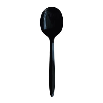 Boardwalk Mediumweight Wrapped Polypropylene Plastic Soup Spoon Cutlery - Black (1000/Carton)