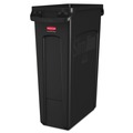 Trash & Waste Bins | Rubbermaid Commercial FG354060BLA 23 Gallon Rectangular Plastic Slim Jim Receptacle W/venting Channels - Black image number 0