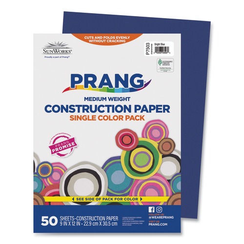 Office Jansan | Prang P7503 SunWorks 9 x 12 50 lb. Text Weight Construction Paper - Bright Blue (50/Pack) image number 0