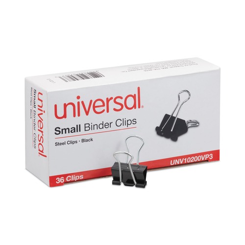 Office Jansan | Universal UNV10200VP3 Binder Clip Value Pack - Small, Black/Silver (36/Pack) image number 0