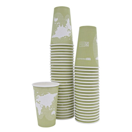Food Service | Eco-Products EP-BHC16-WAPK 16 oz. World Art Renewable and Compostable Paper Hot Cups - Moss (50/Pack) image number 0