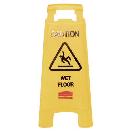 Safety Equipment | Rubbermaid Commercial FG611277YEL 11 in. x 12 in. x 25 in. Caution Wet Floor Sign - Bright Yellow image number 0