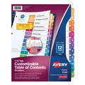 Office Jansan | Avery 11141 Ready Index 11 in. x 8.5 in. 12-Tab 1 to 12 Customizable TOC Dividers - Multicolor Tabs/White (1-Set) image number 0