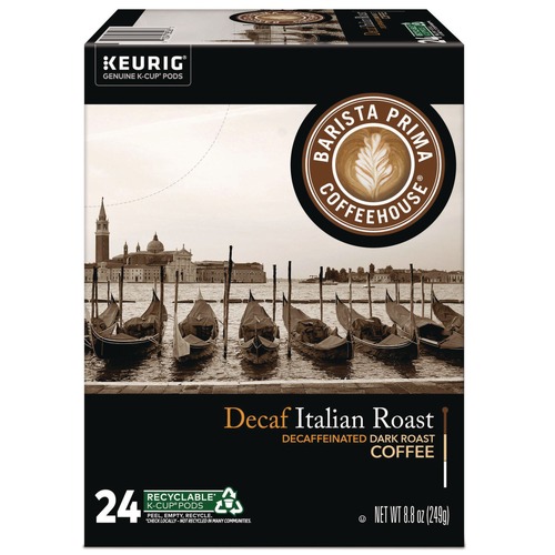 Office Jansan | Barista Prima Coffeehouse 5000355677 Coffee K-Cups - Decaf Italian Roast (24/Box) image number 0