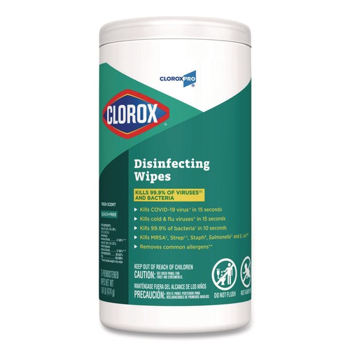 Hand Wipes | Clorox 15949 7 in. x 8 in. 1-Ply Disinfecting Wipes - Fresh Scent, White image number 0