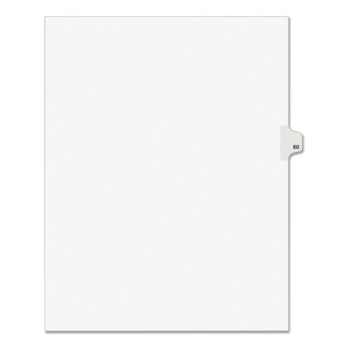  | Avery 01060 11 in.x 8.5 in. 10-Tab Avery Style 60 Preprinted Legal Exhibit Side Tab Index Dividers - White (25/Pack) image number 0