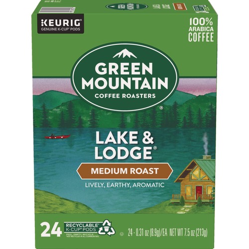 Office Jansan | Green Mountain Coffee 5000359049 Medium Roast Lake and Lodge Coffee K-Cups (24/Box) image number 0