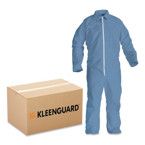 Bib Overalls | KleenGuard 45317 A65 Zipper Front Flame Resistant Coveralls - 4XL/Blue (21/Carton) image number 0