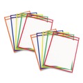 Office Jansan | C-Line 40610 Super Heavy-Duty Top Load 9 in. x 12 in. Insert Reusable Dry Erase Pockets - Clear Front, Assorted Border Colors (10/Pack) image number 0
