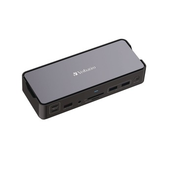 Verbatim 15-in-1 Audio/DisplayPort/HDMI/Micro SD/RJ45/SD/USB-A/USB-C Pro Docking Station - Gray