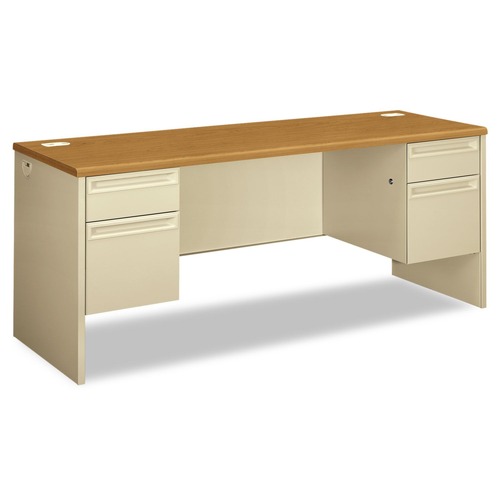 Office & Office Supplies | HON H38854.C.L 38000 Series 72 in. x 24 in. x 29.5 in. Kneespace Credenza - Harvest/Putty image number 0
