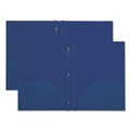  | Universal UNV20552 3-Prong Fastener 11 in. x 8.5 in. Plastic Twin-Pocket Report Covers - Royal Blue (10/Pack) image number 2