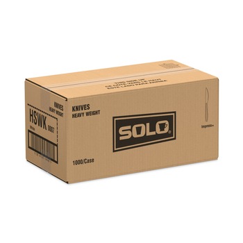 SOLO Impress Heavyweight Full-Length Polystyrene Knives - White (1000/Carton)