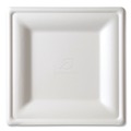 Early Labor Day Sale | Eco-Products EP-P023 Renewable Square Sugarcane Plates - Large, Natural White (250/Carton) image number 0