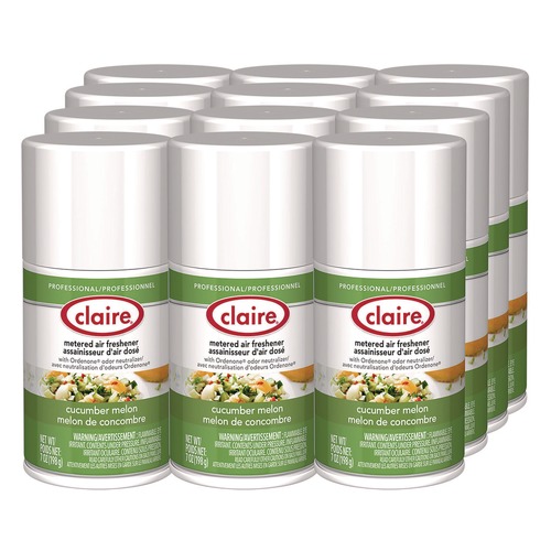 Odor Control | Claire 1000003939 7 oz. Aerosol Spray Metered Air Freshener - Cucumber Melon Scent (12/Carton) image number 0