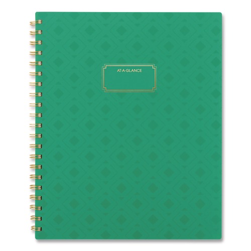 Notebooks & Pads | AT-A-GLANCE 1753G905 11 in. x 8.5 in. 13-Month (Jan-Jan 2026) Badge Geo Weekly/Monthly Planner - Green Cover image number 0