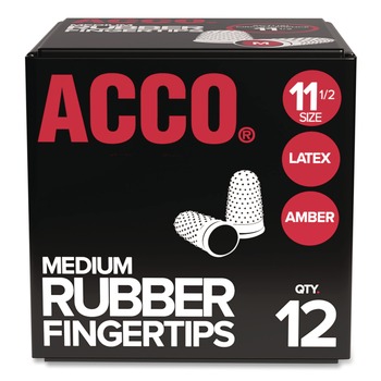 ACCO Rubber Finger Tips - 11 1/2 (Medium), Amber (1 Dozen)