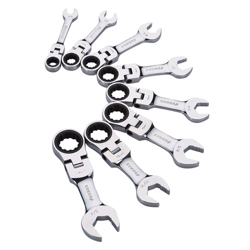 Combination Wrenches | Sunex 9925 8-Piece SAE Stubby Flex Head Ratcheting Combination Wrench Set image number 0