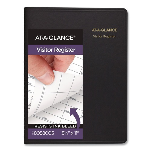  | AT-A-GLANCE 80-580-05 10.88 in. x 8.38 in. 60-Sheets Visitor Register Book - Black Cover image number 0