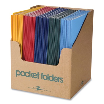 Roaring Spring Accommodates (50) 11 in. x 8.5 in. Sheets Pocket Folder - Randomly Assorted Colors (100/Carton)